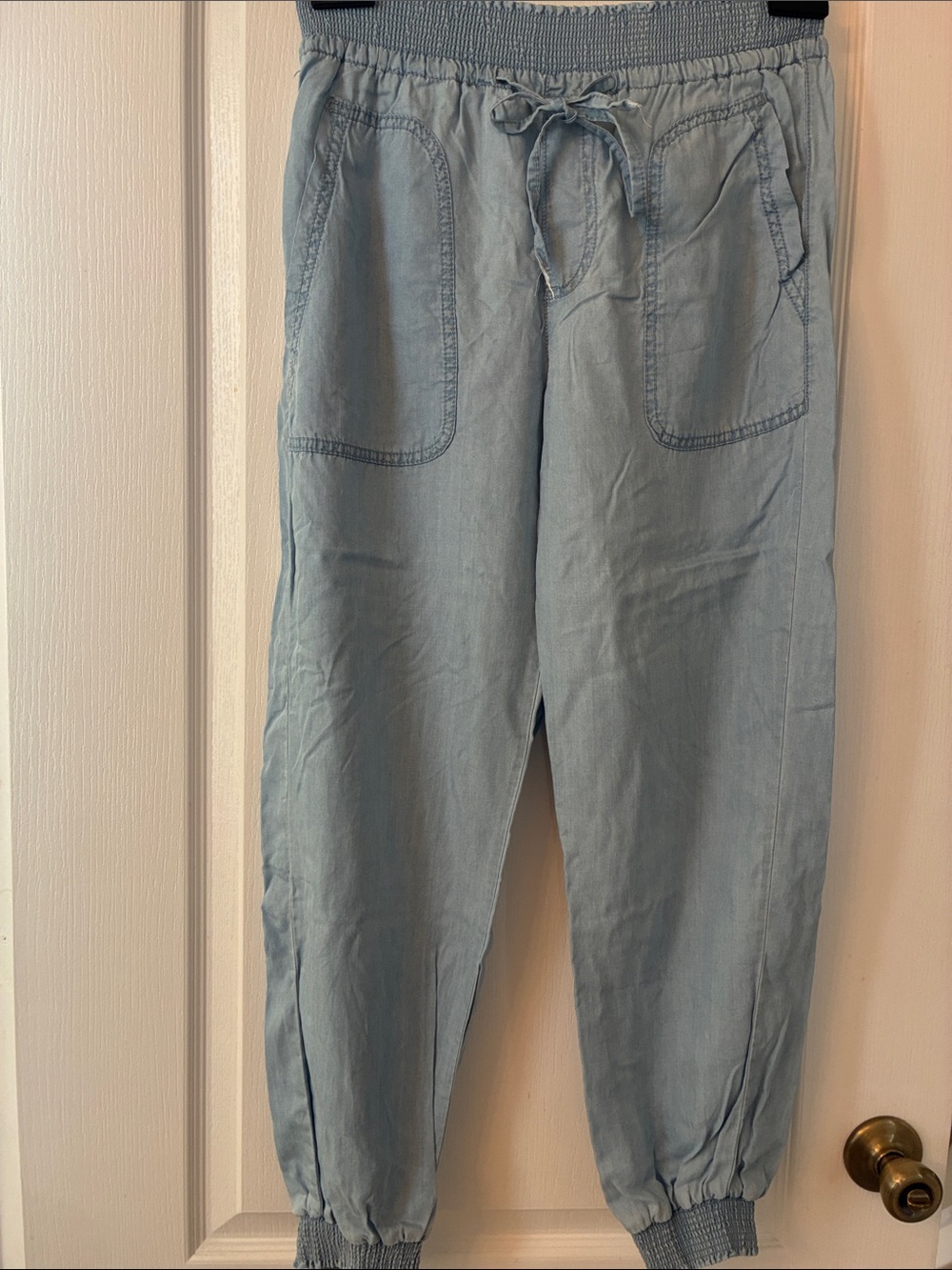 Light Blue Drawstring Jogger Pants for women